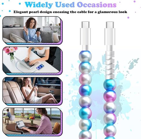 USB C Cable Fast USB to USB C Charging Cable for Girls 3.3FT Cute Pearl Beaded USB Type C Charger Cord Phone Charger Cable for iPhone 16 Pro Max 15 Pro Max Plus Galaxy S25 S24 S23 S22 S21 in Kuwait
