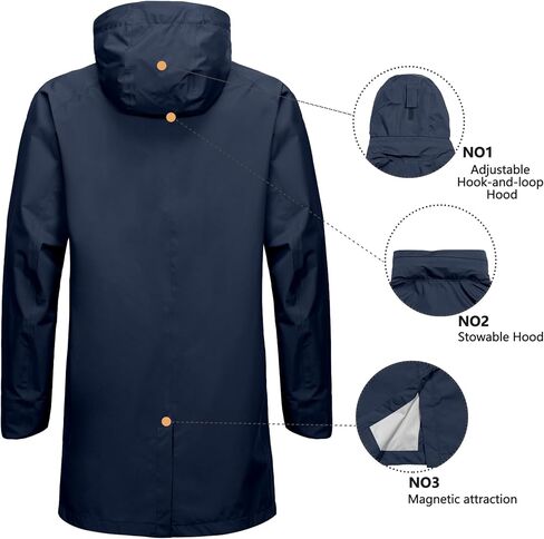 Little Donkey Andy Men's Waterproof Rain Jacket Outdoor Lightweight Rain Shell Mountain Windbreaker Long Coat for Hiking in Saudi Arabia