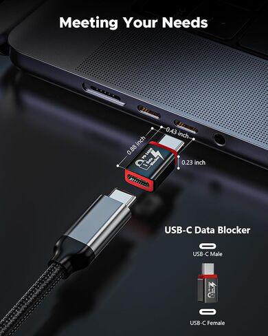 USB-C Female to USB-A Data Blocker (2-Pack) 2025 New | 100% Elimination of Data Transfer Possibilities, Only for Charging, Protect Against Juice-Jacking, Refuse Hacking Provide Safe Charging in Kuwait