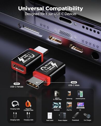 USB-C Female to USB-A Data Blocker (2-Pack) 2025 New | 100% Elimination of Data Transfer Possibilities, Only for Charging, Protect Against Juice-Jacking, Refuse Hacking Provide Safe Charging in Kuwait