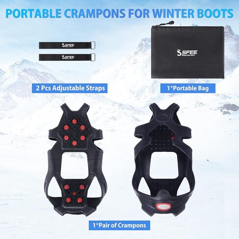Tungsten Crampons Ice Cleats for Shoes and Boots - Traction Grips for Hiking, Walking, Running on Snow and Ice - For Women, Men, Kids in Saudi Arabia