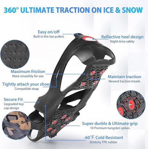 Tungsten Crampons Ice Cleats for Shoes and Boots - Traction Grips for Hiking, Walking, Running on Snow and Ice - For Women, Men, Kids in Saudi Arabia