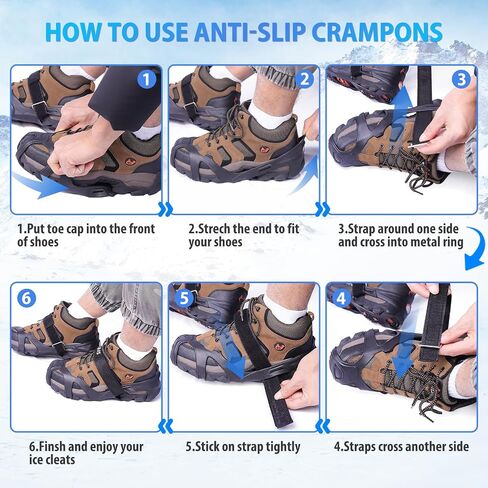 Tungsten Crampons Ice Cleats for Shoes and Boots - Traction Grips for Hiking, Walking, Running on Snow and Ice - For Women, Men, Kids in Saudi Arabia