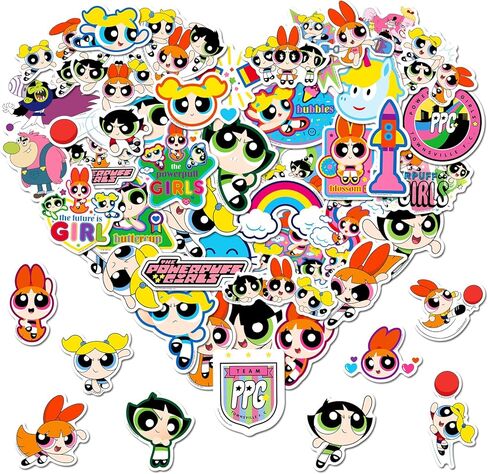 ملصقات PowerPuff Girls للأطفال - 50 بكسل ملصقات زجاجة ماء لطيفة للفتيات ، وشارات الفينيل المقاومة للماء للكمبيوتر المحمول ، والأمتعة ، ولوحة التزلج ، وحالة الهاتف ، وفضل حفلات الأطفال ، والهدايا للفتيات والشباب in Kuwait