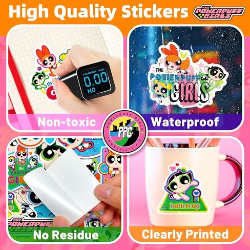 ملصقات PowerPuff Girls للأطفال - 50 بكسل ملصقات زجاجة ماء لطيفة للفتيات ، وشارات الفينيل المقاومة للماء للكمبيوتر المحمول ، والأمتعة ، ولوحة التزلج ، وحالة الهاتف ، وفضل حفلات الأطفال ، والهدايا للفتيات والشباب in Kuwait