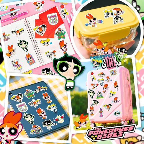 ملصقات PowerPuff Girls للأطفال - 50 بكسل ملصقات زجاجة ماء لطيفة للفتيات ، وشارات الفينيل المقاومة للماء للكمبيوتر المحمول ، والأمتعة ، ولوحة التزلج ، وحالة الهاتف ، وفضل حفلات الأطفال ، والهدايا للفتيات والشباب in Kuwait