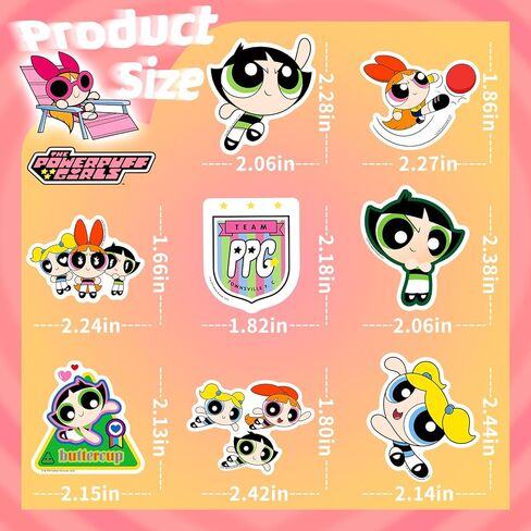 ملصقات PowerPuff Girls للأطفال - 50 بكسل ملصقات زجاجة ماء لطيفة للفتيات ، وشارات الفينيل المقاومة للماء للكمبيوتر المحمول ، والأمتعة ، ولوحة التزلج ، وحالة الهاتف ، وفضل حفلات الأطفال ، والهدايا للفتيات والشباب in Kuwait