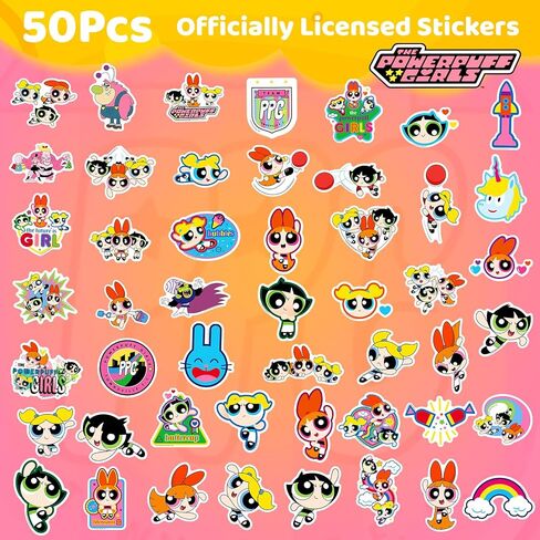 ملصقات PowerPuff Girls للأطفال - 50 بكسل ملصقات زجاجة ماء لطيفة للفتيات ، وشارات الفينيل المقاومة للماء للكمبيوتر المحمول ، والأمتعة ، ولوحة التزلج ، وحالة الهاتف ، وفضل حفلات الأطفال ، والهدايا للفتيات والشباب in Kuwait