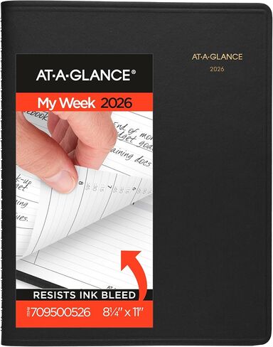 AT-A-GLANCE 2026 Appointment Book Planner, Weekly, 8-1/4" x 11", Large, Easy Viewing Large Print, Black (70LP010526) in Saudi Arabia