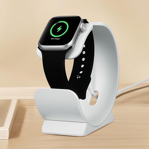 حامل شحن للساعة لمنضدة - قاعدة شحن مدمجة متوافقة مع سلسلة ساعات Apple 1/2/3/4/5/6/7/8/SE/Ultra (أبيض) in Saudi Arabia