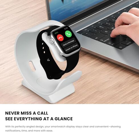 حامل شحن للساعة لمنضدة - قاعدة شحن مدمجة متوافقة مع سلسلة ساعات Apple 1/2/3/4/5/6/7/8/SE/Ultra (أبيض) in Saudi Arabia