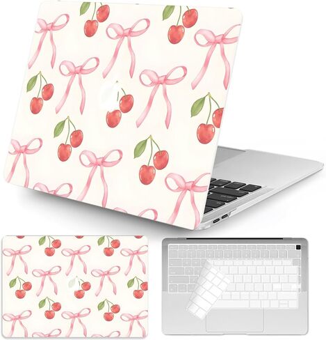 Seorsok متوافق مع Macbook Pro 13 بوصة Case M2 2023،202221-2016 A2338 M1 A2251 A2159 A1989 A1708 A1706 ، قوس الشريط الوردي اللطيف وغطاء لوحة مفاتيح بلاستيكية وردية اللون in Kuwait