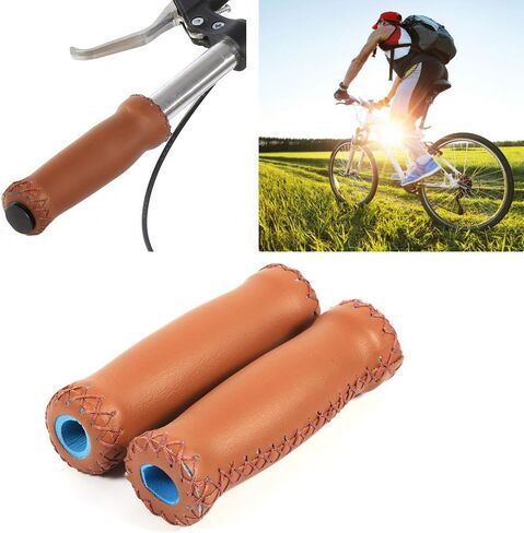 Dioche Bike Handlebar Grips, Non Slip Retro Artificial Leather Handlebar Grips Bike Handle Cover Grips for Cycling Road Mountain Bike Handlebar Grips (1 Pair)(Brown) in Saudi Arabia