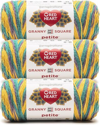 Red Heart All in One Granny Square Petite Boppin Yarn - 3 Pack of 250g/8.8oz - 100% Acrylic - #4 Worsted (Medium) - 440 Yards - Knitting/Crochet in Saudi Arabia