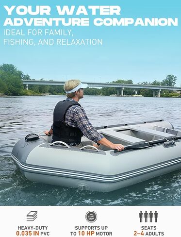 ما وراء مارينا القارب القابل للنفخ - 3-5 شخص قارب قابل للنفخ للبالغين دينينغ الثقيلة مع مجاذيف الألومنيوم ، وألواح الأرضية in Kuwait