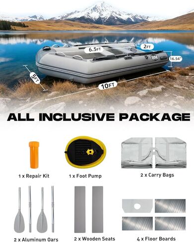 ما وراء مارينا القارب القابل للنفخ - 3-5 شخص قارب قابل للنفخ للبالغين دينينغ الثقيلة مع مجاذيف الألومنيوم ، وألواح الأرضية in Kuwait