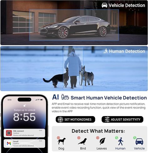VIKYLIN 4K 8MP PoE IP Camera with Red Blue Strobe Flash Light Alarm and Audible Warning, Active Deterrent Security Smart Hybrid Light Color Night Vision, Two-Way Audio in Kuwait