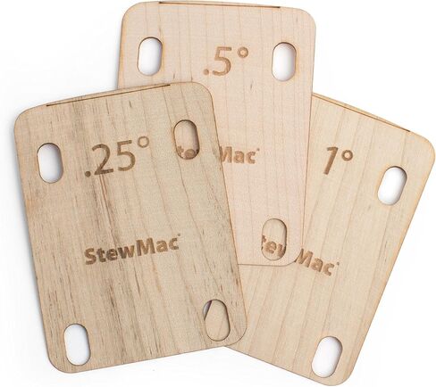 StewMac Electric Guitar Neck Shims – Shaped, Set of 3 (0.25°, 0.50°, 1°) – Tapered Maple Shims for Bolt-On Neck Adjustments – Full Contact, Precision Fit – Ideal for Guitar Setup & Repair in Saudi Arabia