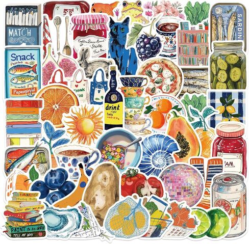 150Pcs Aesthetic Stickers, Vintage Watercolor Decals, Food Fruit Stickers, Coquette Sticker for Laptop, Scrapbooking, Journaling, Water Bottle, Waterproof Vinyl Stickers for Kids Teens and Adults in Saudi Arabia