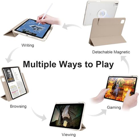 حالة لـ iPad Pro 11 بوصة M4 (2024 ، الجيل الخامس) ، غطاء مغناطيسي قابل للإزالة وقابل للفصل مع حامل قلم رصاص ، حامل قابل للتعديل ، زاوية ثلاثية ، أبيض ثلاثي ، أبيض in Kuwait