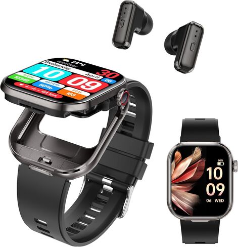 Smart Watch with Earbuds, 2.02" HD Screen，2 in 1 Smart Watches for Women, Waterproof Fitness Tracker Watch with Wireless Earphone Compatible for Android iOS with Sports Monitor Sleep in Kuwait