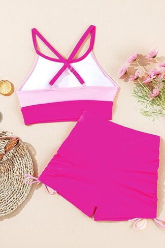 Active Two Piece Bikini Set for Women Sexy Colorbolock Tank Top High Waist Bottom Swimsuit in Saudi Arabia