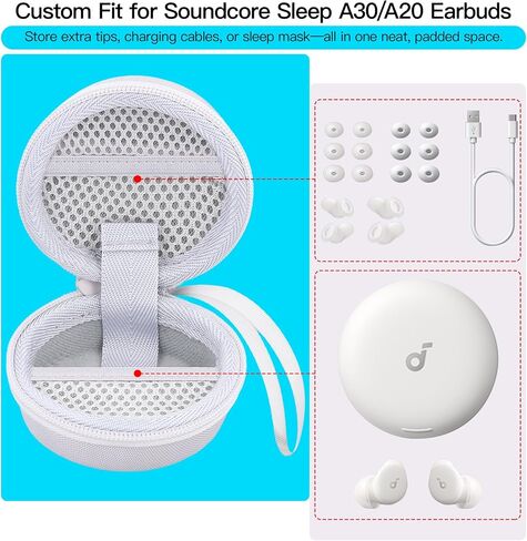 khanka for Anker Soundcore Sleep A30 A20 Earbuds Protective Case, Hard Travel Case Compatible with Soundcore A30 Sleep Ear Buds for Sleeping, Case Only (Brown) in Saudi Arabia