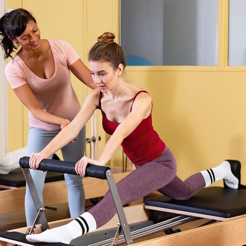 Pilates Socks with Grips for Women, 4 Pairs Grippy Socks, Non Slip Yoga Crew Socks in Kuwait