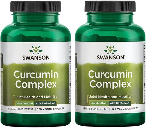 مجمع Swanson Curcumin - المكملات العشبية التي تدعم صحة المفصل والتنقل والوظيفة البدنية - موحدة مع Bioperine لتحقيق أقصى قدر من الامتصاص - (120 كبسولات الخضار) in Kuwait