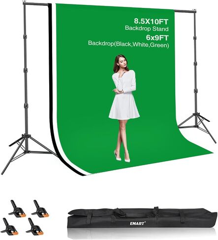 EMART Green Screen Backdrop Kit 8.5x10FT with 3Pcs 6x9ft Backdrop for Party in Kuwait