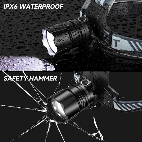2Pack Headlamp Rechargeable, 99000 LM Super Bright LED Head Lamp with Motion Sensor & 3 Modes, 90° Adjustable Head Lights for Forehead, 20+Hrs Runtime & IPX6 Waterproof HeadLamps for Camping Running in Saudi Arabia