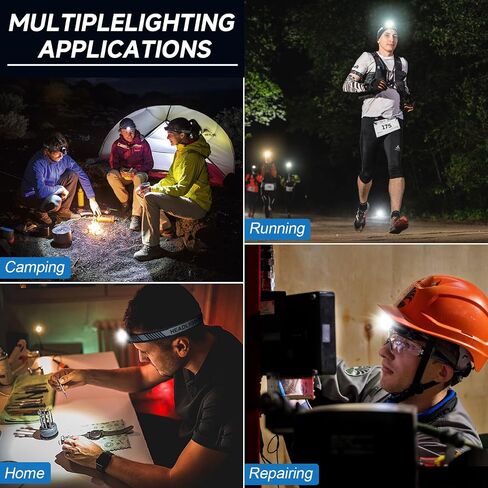 2Pack Headlamp Rechargeable, 99000 LM Super Bright LED Head Lamp with Motion Sensor & 3 Modes, 90° Adjustable Head Lights for Forehead, 20+Hrs Runtime & IPX6 Waterproof HeadLamps for Camping Running in Saudi Arabia