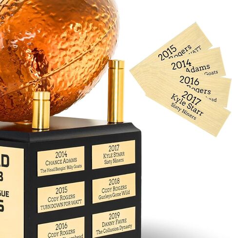Whiskey Decanter Fantasy Football League Trophy - Customizable FFL Champion Award with Personalized Winner Name Plates - Gold Crown Stopper in Kuwait