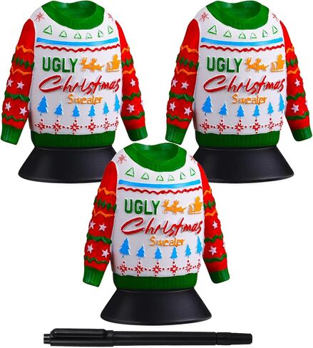 3 Pcs Ugly Christmas Sweater Trophies with Mark Christmas Ugly Sweater Party Trophy Award Game Prizes for Adults Xmas Contest Party Awards in Saudi Arabia