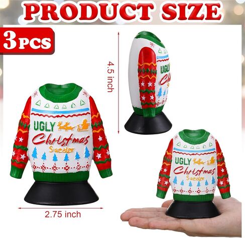 3 Pcs Ugly Christmas Sweater Trophies with Mark Christmas Ugly Sweater Party Trophy Award Game Prizes for Adults Xmas Contest Party Awards in Saudi Arabia