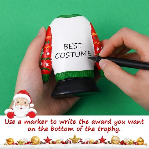 3 Pcs Ugly Christmas Sweater Trophies with Mark Christmas Ugly Sweater Party Trophy Award Game Prizes for Adults Xmas Contest Party Awards in Saudi Arabia
