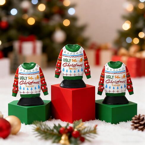 3 Pcs Ugly Christmas Sweater Trophies with Mark Christmas Ugly Sweater Party Trophy Award Game Prizes for Adults Xmas Contest Party Awards in Saudi Arabia