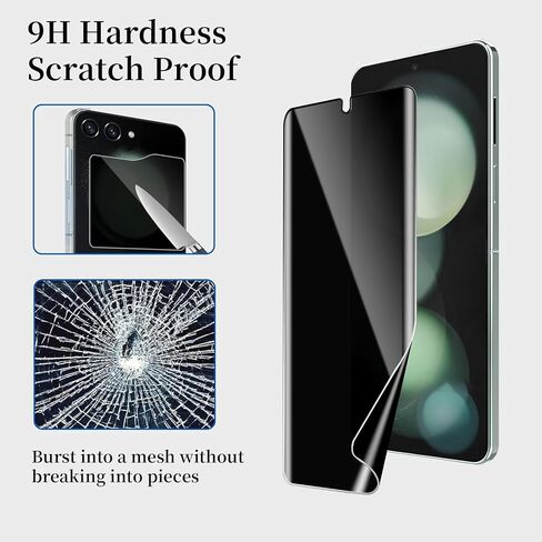 [6 Pack] for Samsung Galaxy Z Flip 7 Privacy Screen Protector, 2 Pack Internal Anti-Spy Film + 2 Pack Outer Privacy Glass Screen Protector + 2 PCS Metal Camera Lens Protector, Anti-Spy, Case Friendly in Saudi Arabia