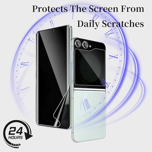 [6 Pack] for Samsung Galaxy Z Flip 7 Privacy Screen Protector, 2 Pack Internal Anti-Spy Film + 2 Pack Outer Privacy Glass Screen Protector + 2 PCS Metal Camera Lens Protector, Anti-Spy, Case Friendly in Saudi Arabia