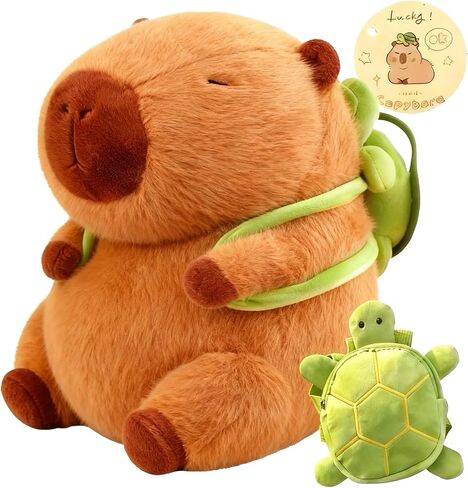 Capybara Plush مع حقيبة ظهر للسلحفاة ، Kawaii Capybara دمية محشوة هدايا عيد ميلاد الزخرفة ، لعبة جميلة أفخم لمحبي الفتيات الكرتون in Kuwait