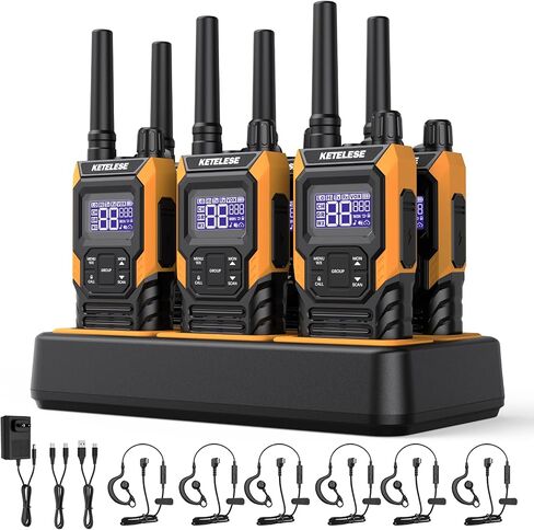 T4 Heavy Duty Walkie Talkies, IP67 Waterproof FRS 2 Way Radio Long Range, USB-C Rechargable, with Earpiece, VOX, NOAA, Weather Alert, Dual PTT, One-Key Group Call, Dock, 2 Pack in Kuwait