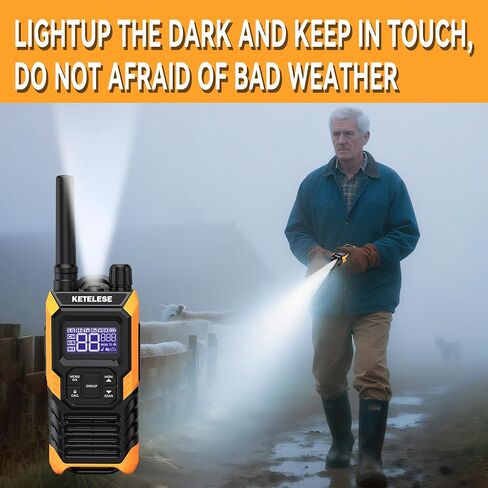 T4 Heavy Duty Walkie Talkies, IP67 Waterproof FRS 2 Way Radio Long Range, USB-C Rechargable, with Earpiece, VOX, NOAA, Weather Alert, Dual PTT, One-Key Group Call, Dock, 2 Pack in Kuwait