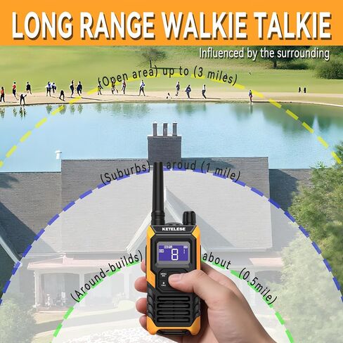 T4 Heavy Duty Walkie Talkies, IP67 Waterproof FRS 2 Way Radio Long Range, USB-C Rechargable, with Earpiece, VOX, NOAA, Weather Alert, Dual PTT, One-Key Group Call, Dock, 2 Pack in Kuwait