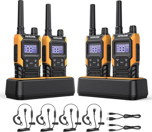 T4 Heavy Duty Walkie Talkies, IP67 Waterproof FRS 2 Way Radio Long Range, USB-C Rechargable, with Earpiece, VOX, NOAA, Weather Alert, Dual PTT, One-Key Group Call, Dock, 2 Pack in Kuwait
