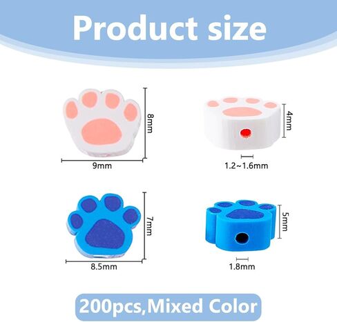 Dicosmetic 300pcs Dog Paw Bead Paw Print Polymer Clay Beads Cute Focal Beads Cartoon Beads Animal Topprint Bead for DIY Making Making Bracelet Bracele in Saudi Arabia