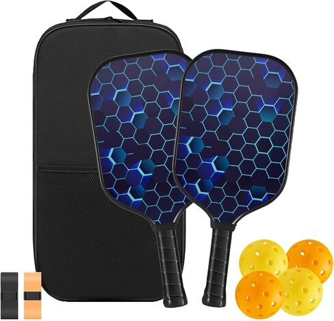 Pickleball Paddles Set of 2 Lightweight Pickleball Rackets, Fiberglass Surface, 4 Balls, 1 Bag, 2 Grip Tape in Saudi Arabia