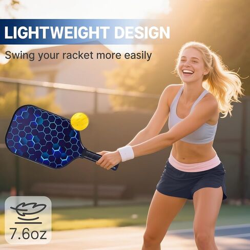 Pickleball Paddles Set of 2 Lightweight Pickleball Rackets, Fiberglass Surface, 4 Balls, 1 Bag, 2 Grip Tape in Saudi Arabia