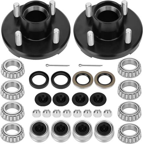 2 مجموعات Trailer Hub Kit 5 الترباس 4.5 "2000 رطل ، مجموعة محور المقطورة ل 2000 رطل 5 Lug Trailer Hub Fits 1" و 1-1/16 "المغزل مع غطاء غبار إضافي وقابس مطاطي in Saudi Arabia