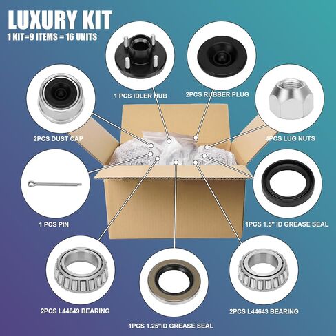 2 مجموعات Trailer Hub Kit 5 الترباس 4.5 "2000 رطل ، مجموعة محور المقطورة ل 2000 رطل 5 Lug Trailer Hub Fits 1" و 1-1/16 "المغزل مع غطاء غبار إضافي وقابس مطاطي in Saudi Arabia