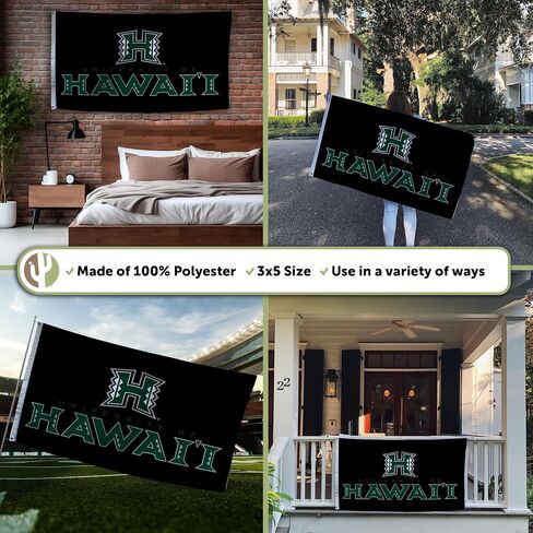 Desert Cactus University of Hawaii 100% Polyester Indoor Outdoor 3x5 feet Banner Rainbow Warriors UH (Flag R) in Saudi Arabia